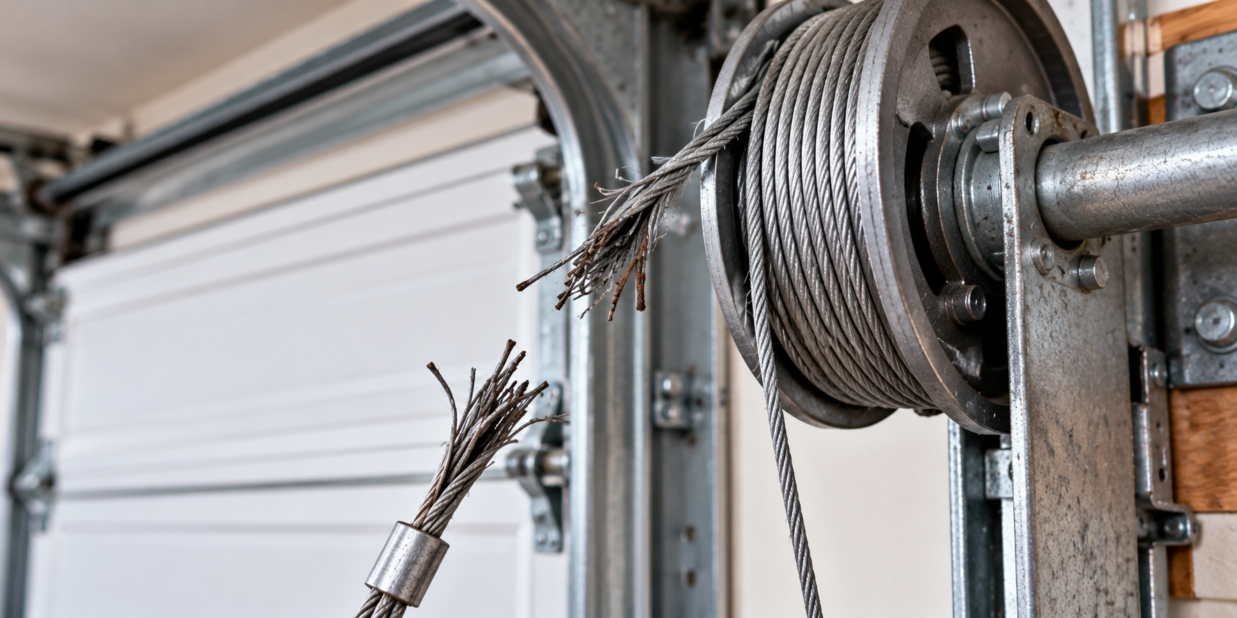 Frayed and broken garage door cables in Baytown TX
