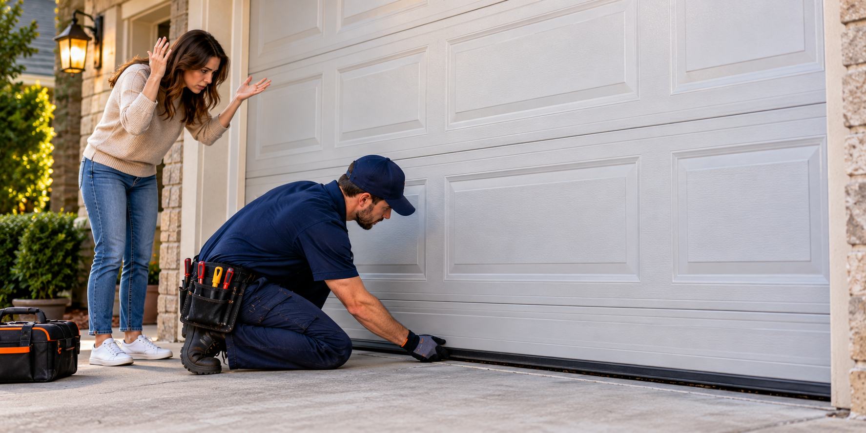 Garage door stuck closed repair service in Baytown TX
