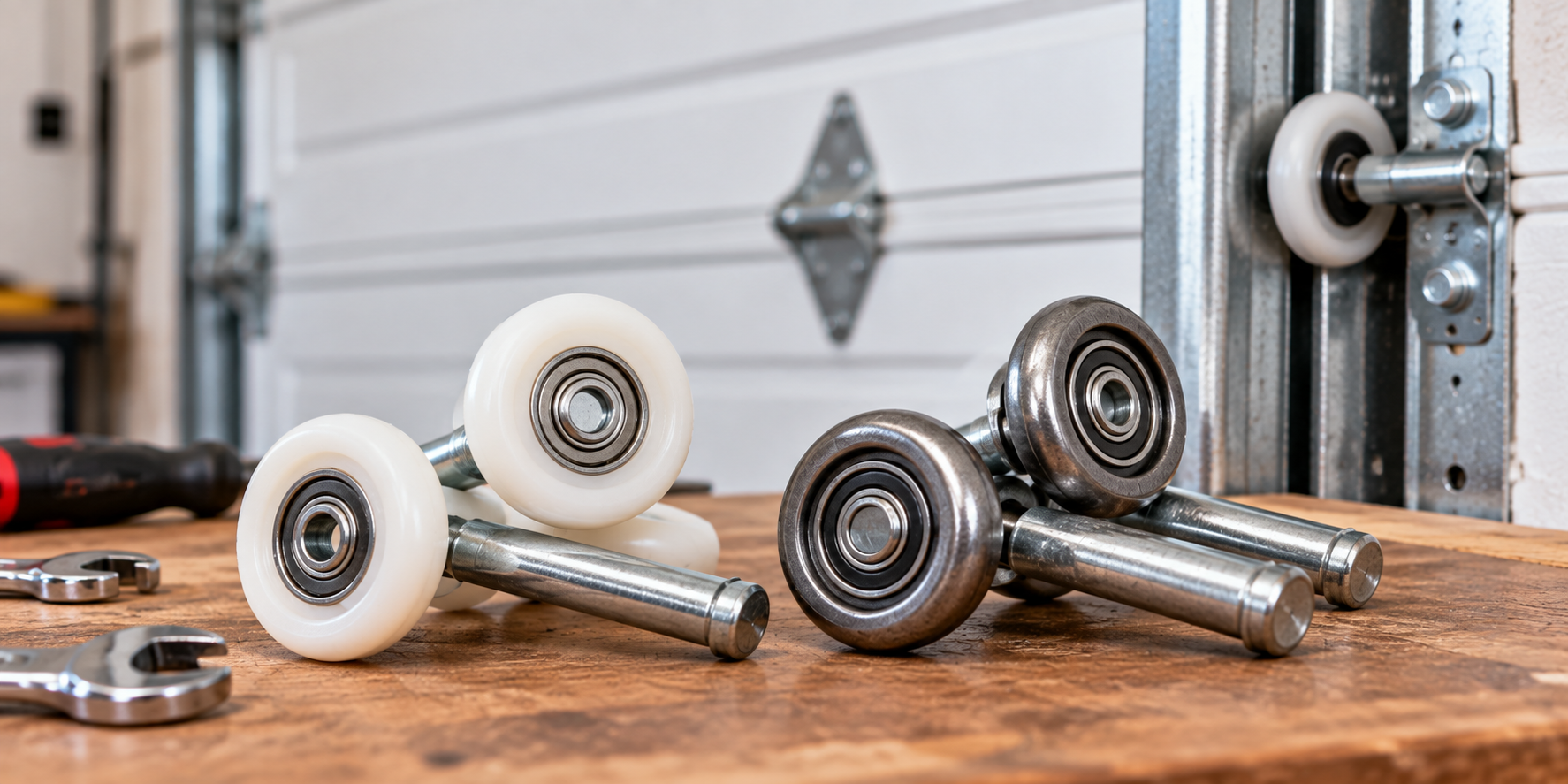 Nylon and steel garage door rollers in Baytown TX